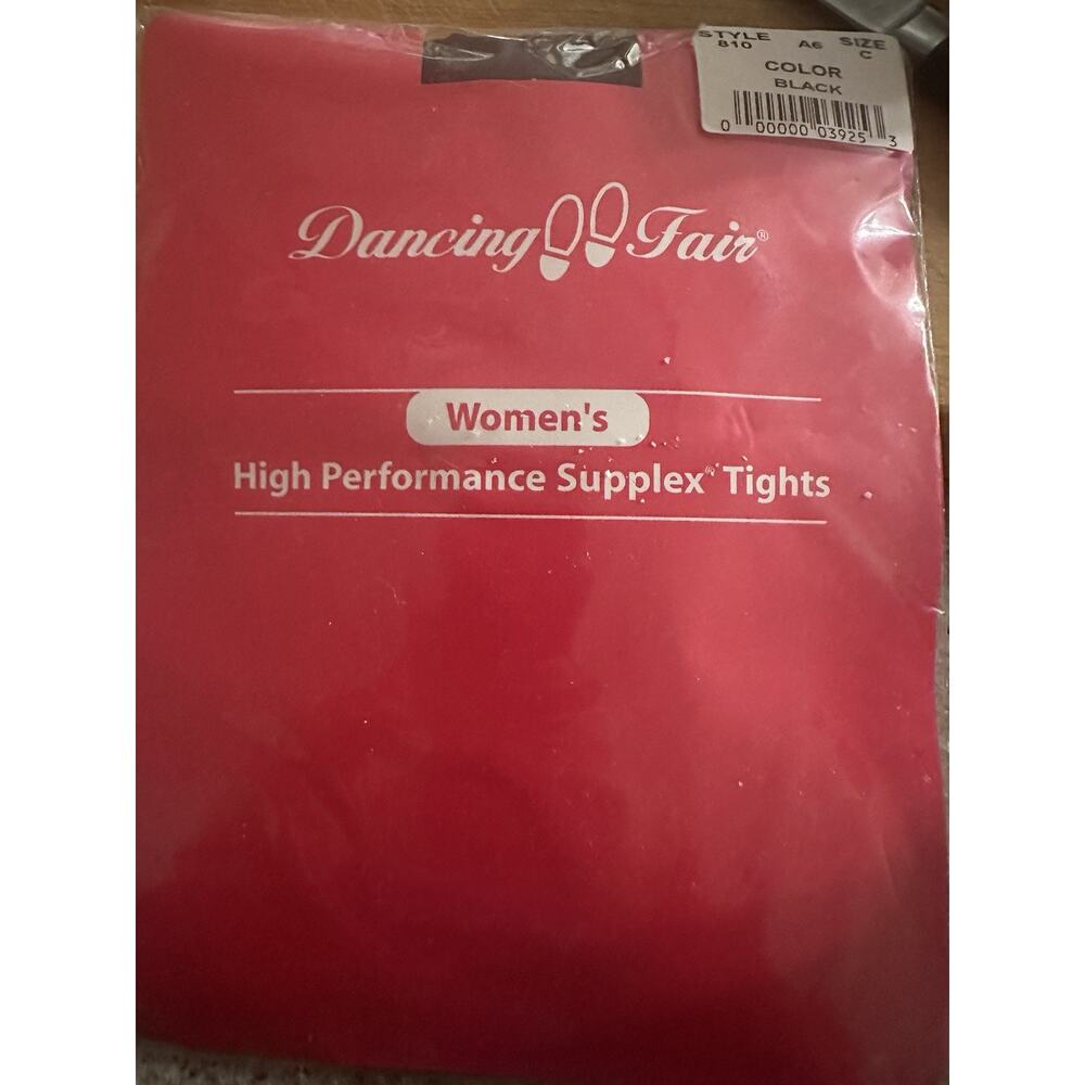 7 Lot Dance Tights, black Supplex footed Tights Pantyhose VNT New Soft Size C